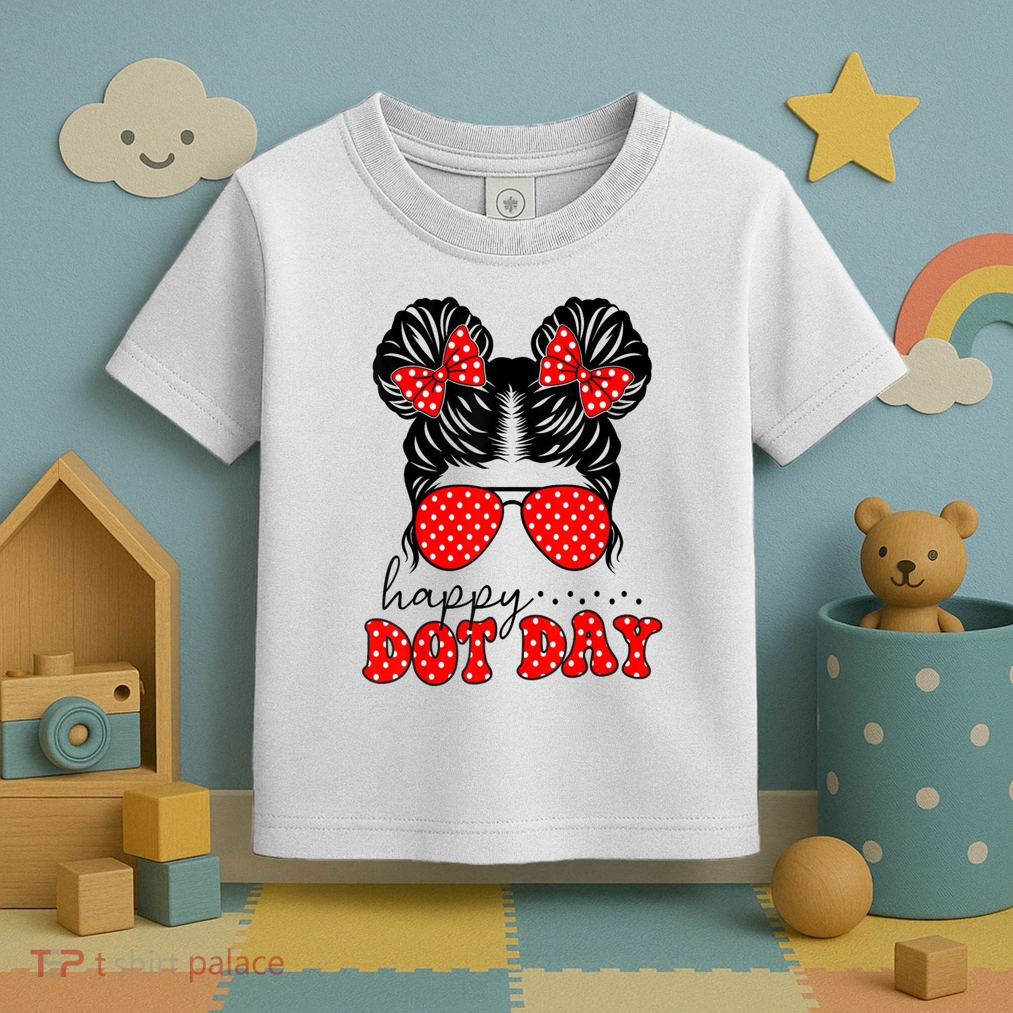 Polka Dot Messy Bun International Dots Day Teacher Happy Dot Day Gift Toddler T-Shirt