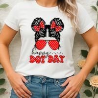 Polka Dot Messy Bun International Dots Day Teacher Happy Dot Day Gift Women's T-Shirt thumb 2