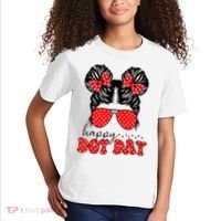 Polka Dot Messy Bun International Dots Day Teacher Happy Dot Day Gift Kids T-Shirt thumb 2