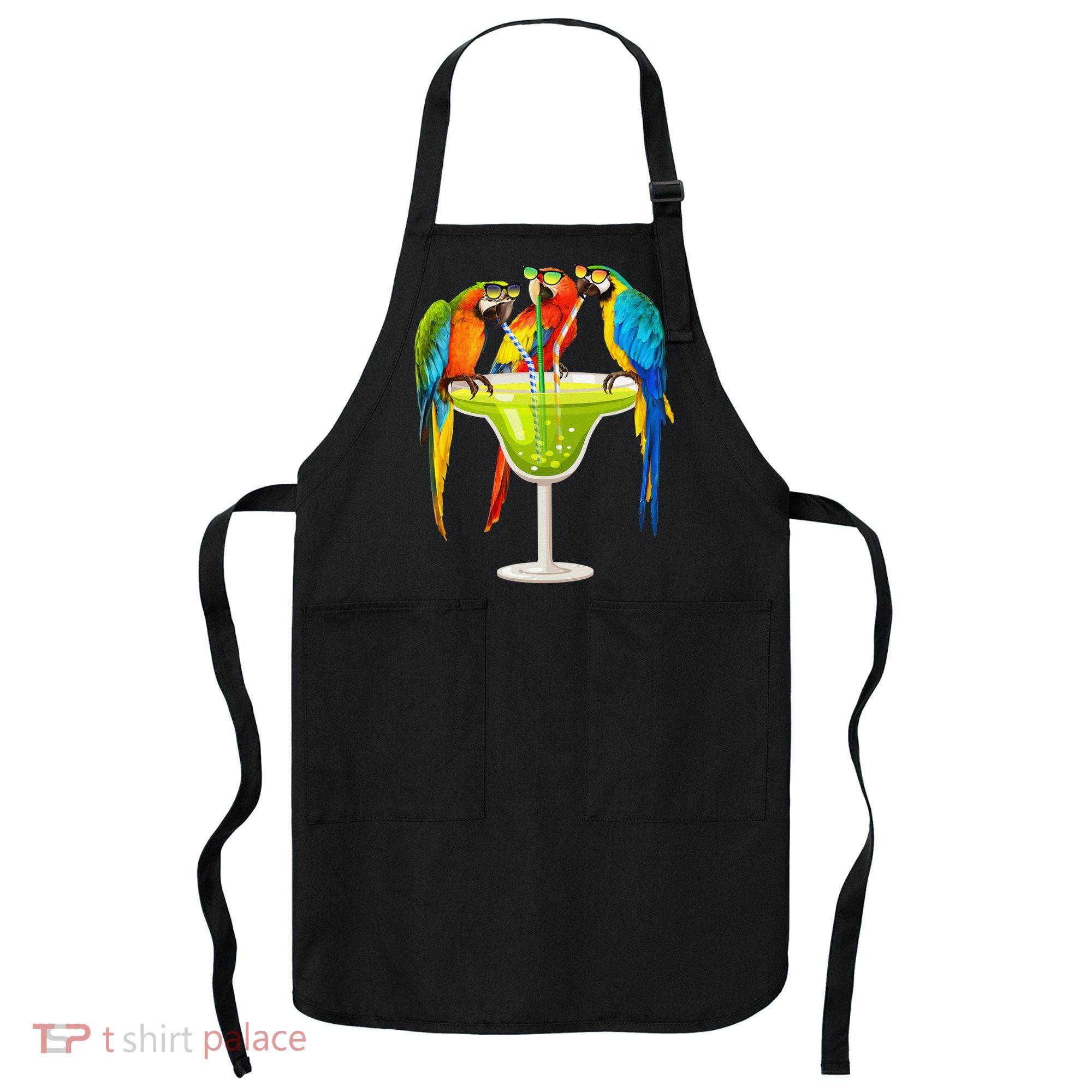 Parrots Drinking Margarita On Summer Vacation Birds Tee Gift Apron