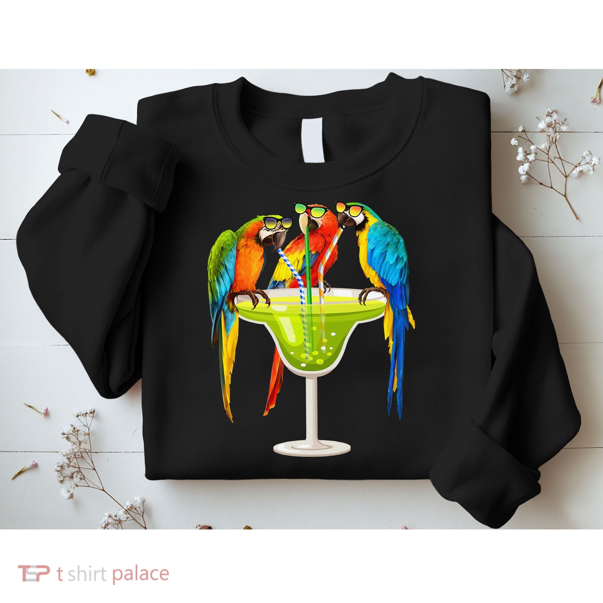 Parrots Drinking Margarita On Summer Vacation Birds Tee Gift Sweatshirt