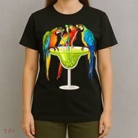 Parrots Drinking Margarita On Summer Vacation Birds Tee Gift T-Shirt thumb 4