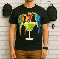 Parrots Drinking Margarita On Summer Vacation Birds Tee Gift T-Shirt thumb 6