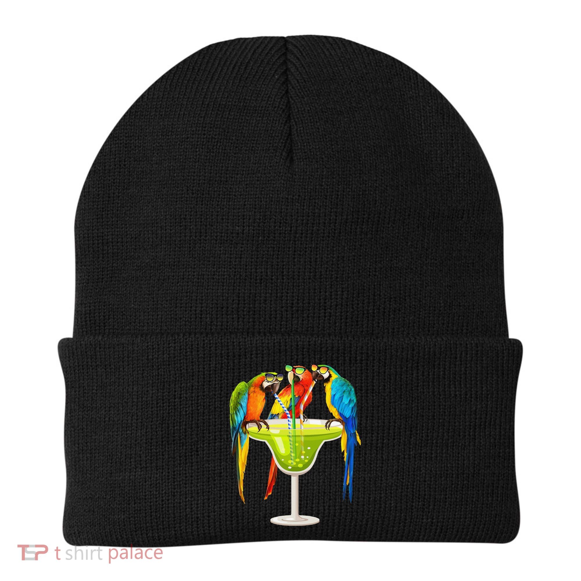 Parrots Drinking Margarita On Summer Vacation Birds Tee Gift Beanie