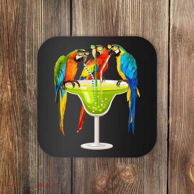 Parrots Drinking Margarita On Summer Vacation Birds Tee Gift Coaster