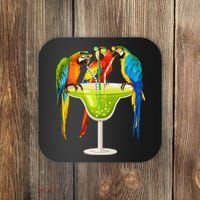 Parrots Drinking Margarita On Summer Vacation Birds Tee Gift Coaster thumb 0