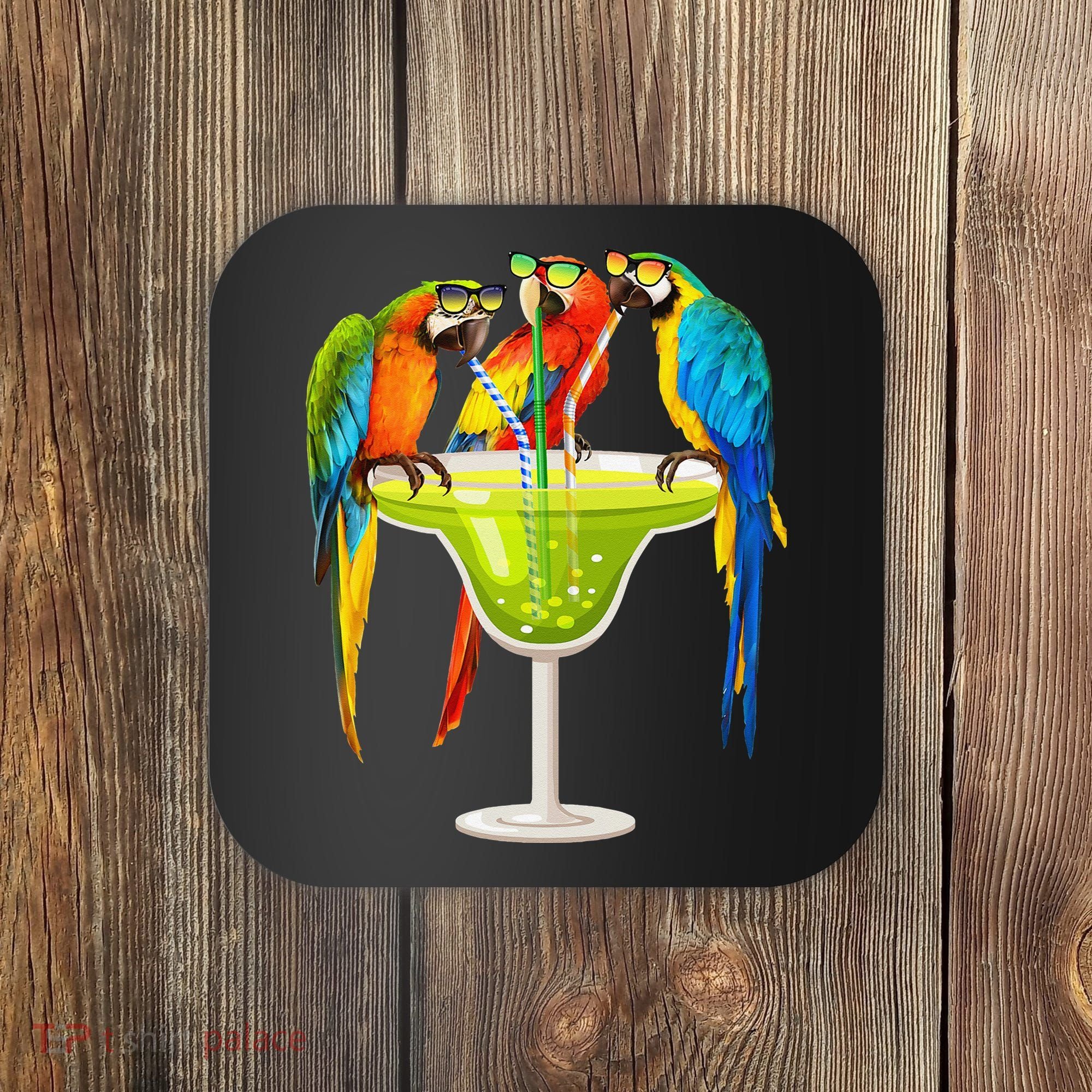 Parrots Drinking Margarita On Summer Vacation Birds Tee Gift Coaster