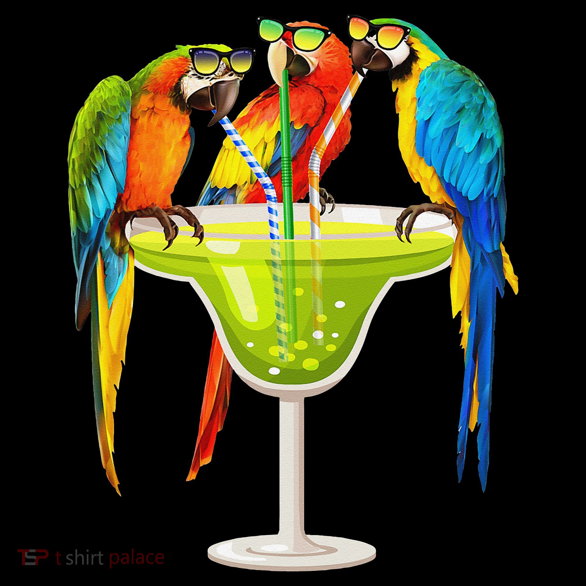 Parrots Drinking Margarita On Summer Vacation Birds Tee Gift Ornament