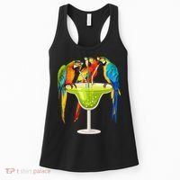 Parrots Drinking Margarita On Summer Vacation Birds Tee Gift Women's Tank Top thumb 0