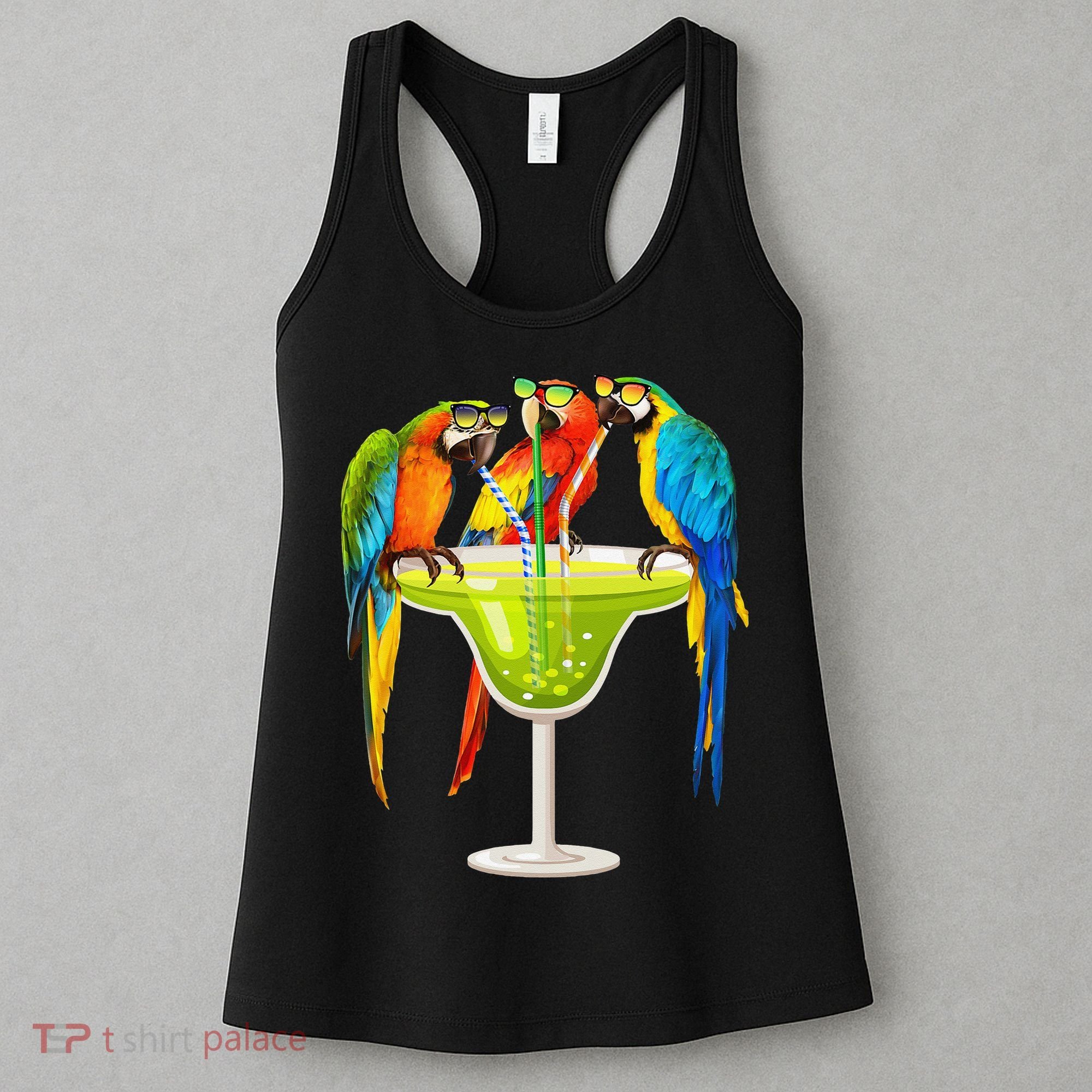 Parrots Drinking Margarita On Summer Vacation Birds Tee Gift Women's Tank Top