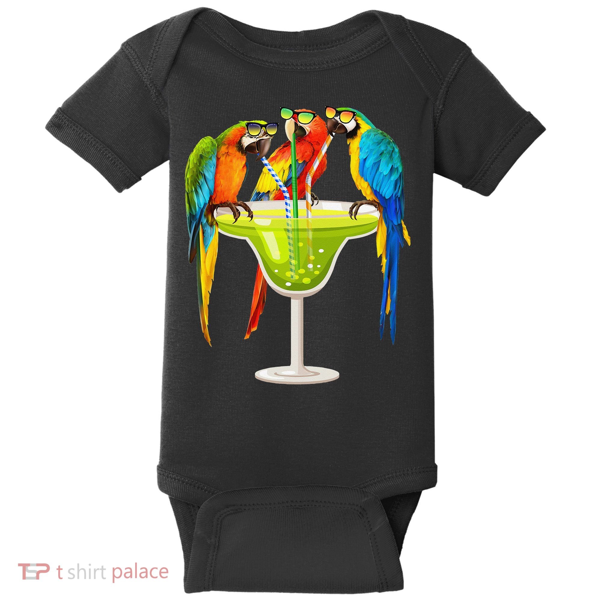 Parrots Drinking Margarita On Summer Vacation Birds Tee Gift Baby Bodysuit