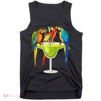 Parrots Drinking Margarita On Summer Vacation Birds Tee Gift Tank Top thumb 0