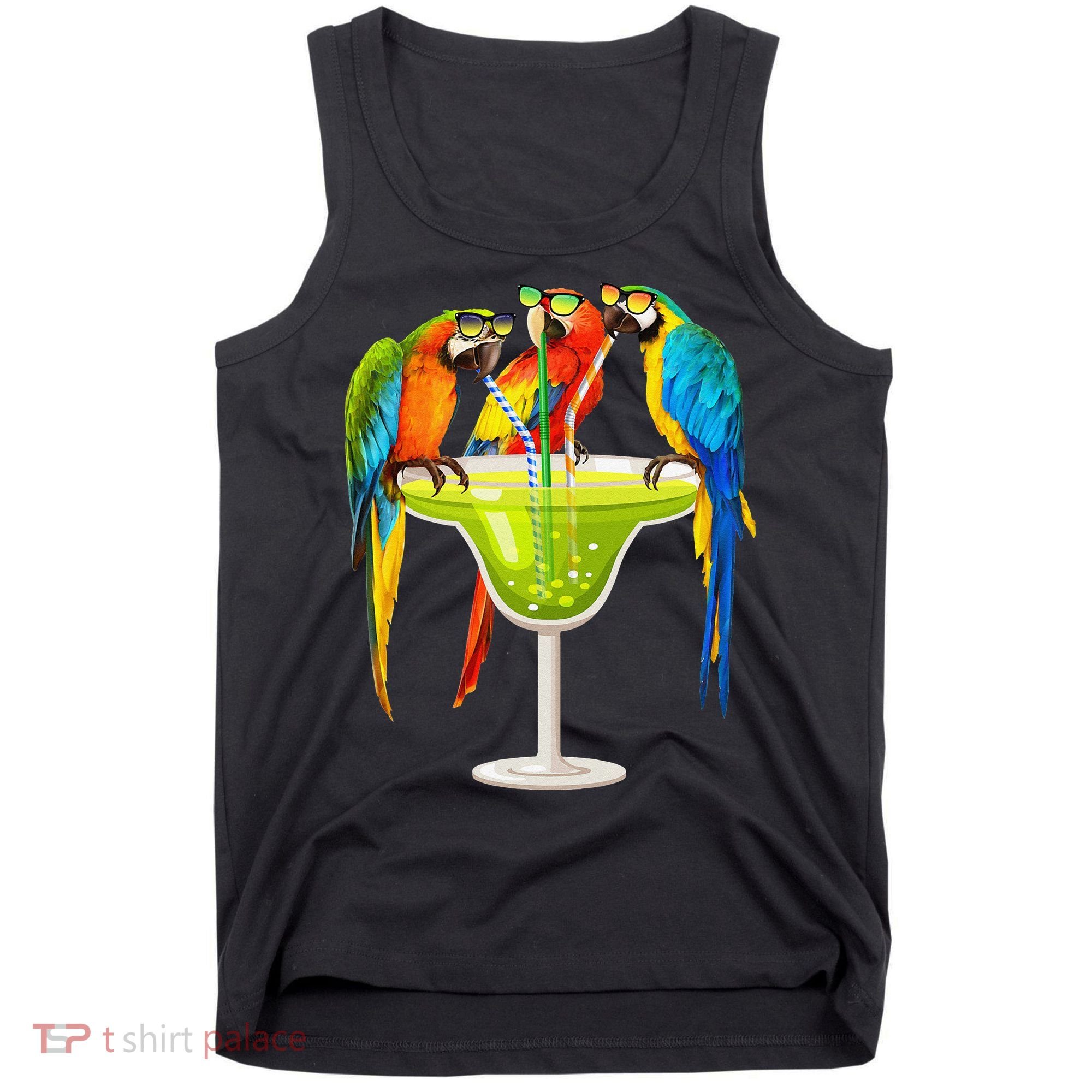 Parrots Drinking Margarita On Summer Vacation Birds Tee Gift Tank Top