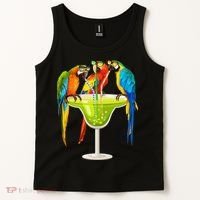 Parrots Drinking Margarita On Summer Vacation Birds Tee Gift Tank Top thumb 2