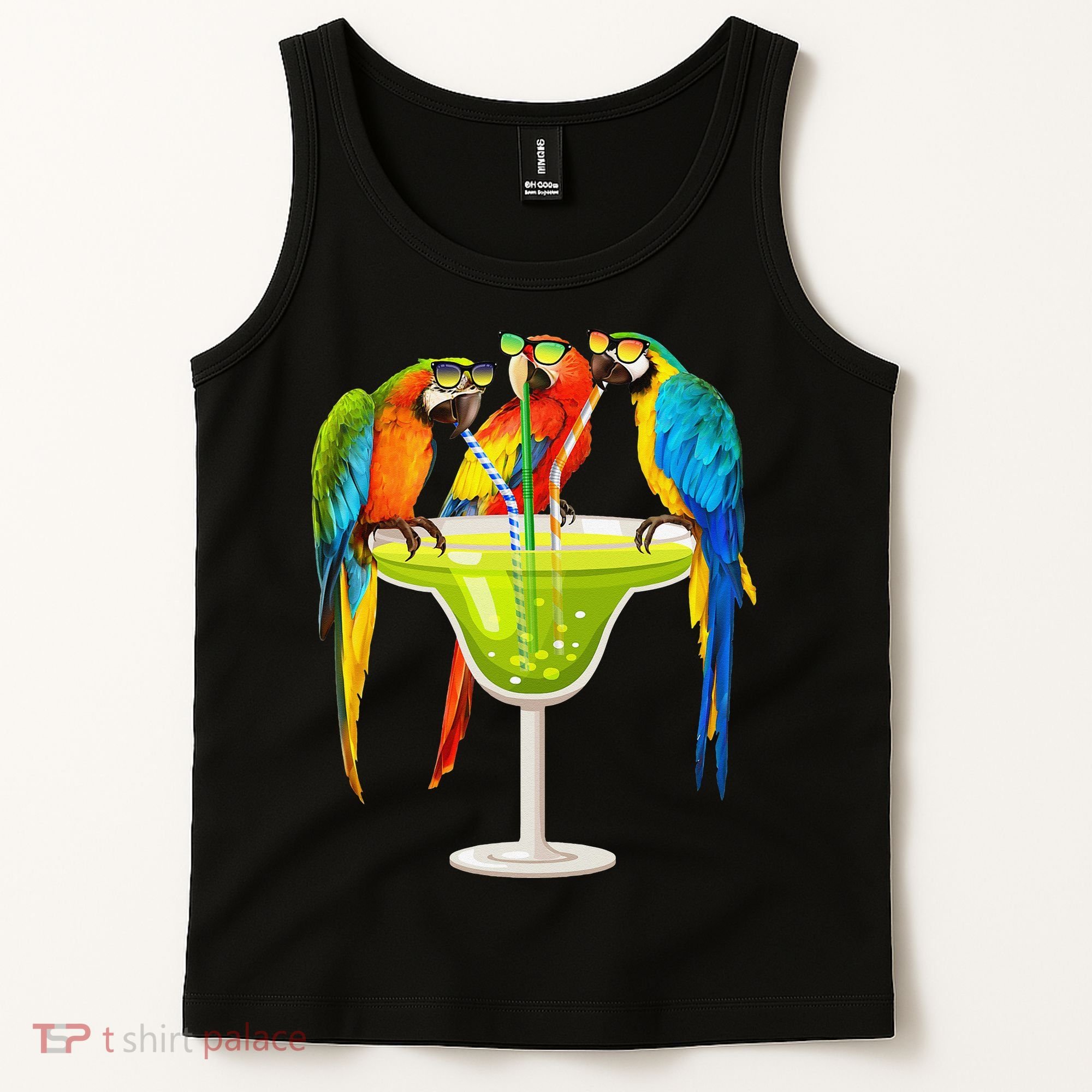 Parrots Drinking Margarita On Summer Vacation Birds Tee Gift Tank Top