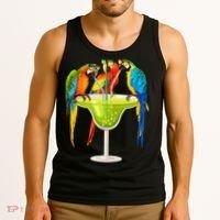 Parrots Drinking Margarita On Summer Vacation Birds Tee Gift Tank Top thumb 3