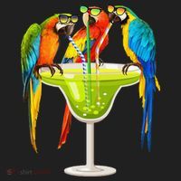 Parrots Drinking Margarita On Summer Vacation Birds Tee Gift Golf Towel thumb 3