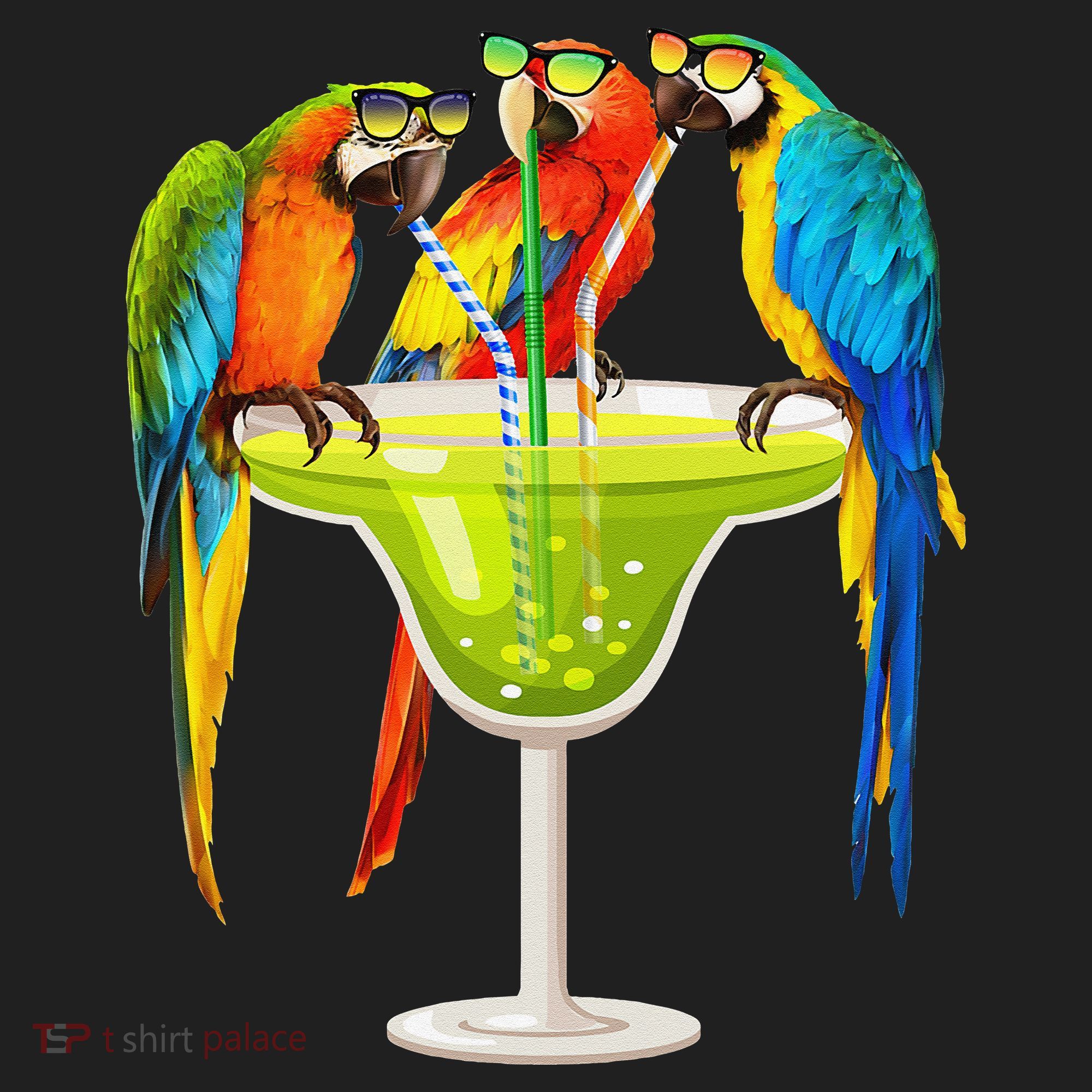 Parrots Drinking Margarita On Summer Vacation Birds Tee Gift Golf Towel