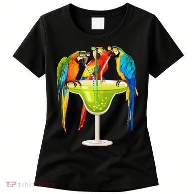Parrots Drinking Margarita On Summer Vacation Birds Tee Gift Women's T-Shirt