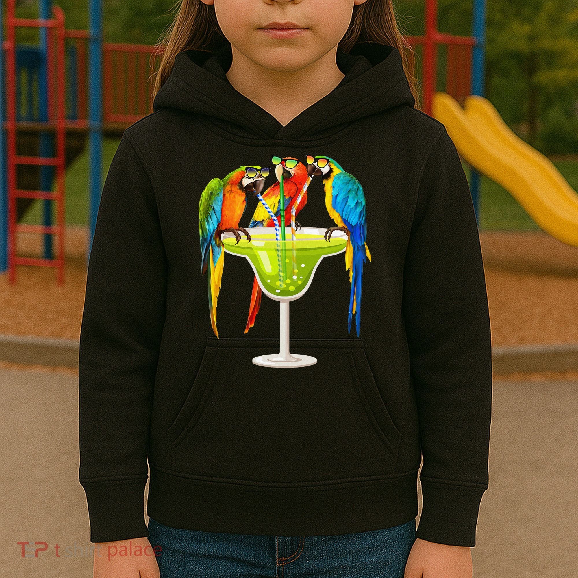 Parrots Drinking Margarita On Summer Vacation Birds Tee Gift Kids Hoodie