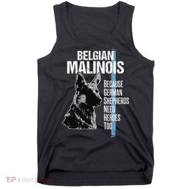 Police Dog Malinois Funny K9 Thin Blue Line Flag Tank Top