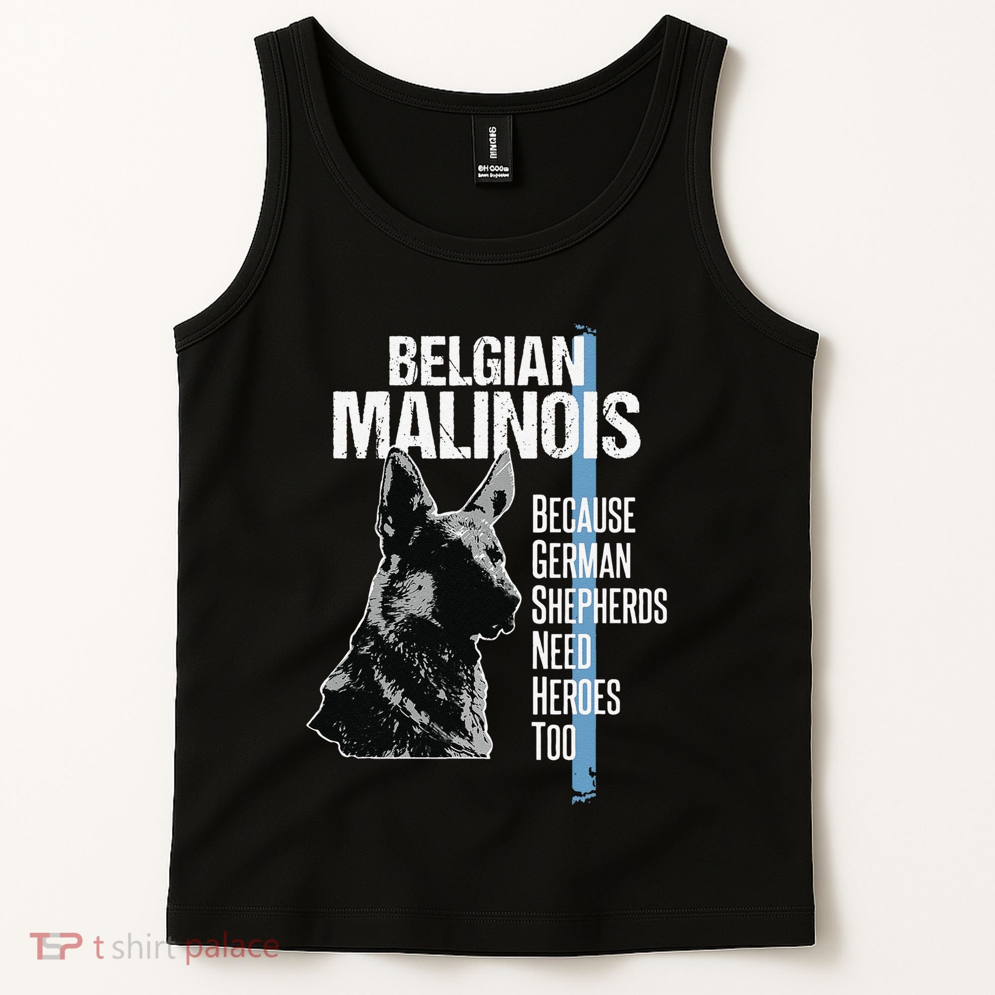 Police Dog Malinois Funny K9 Thin Blue Line Flag Tank Top