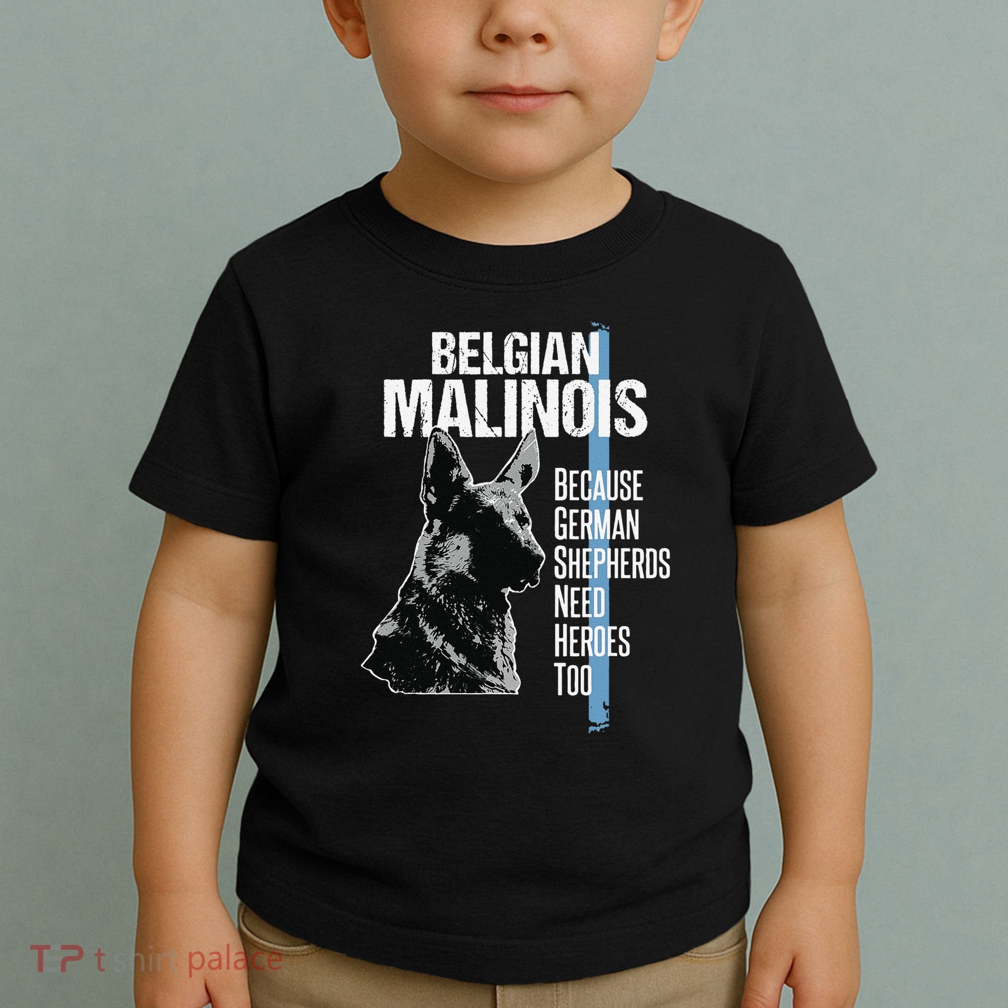 Police Dog Malinois Funny K9 Thin Blue Line Flag Toddler T-Shirt