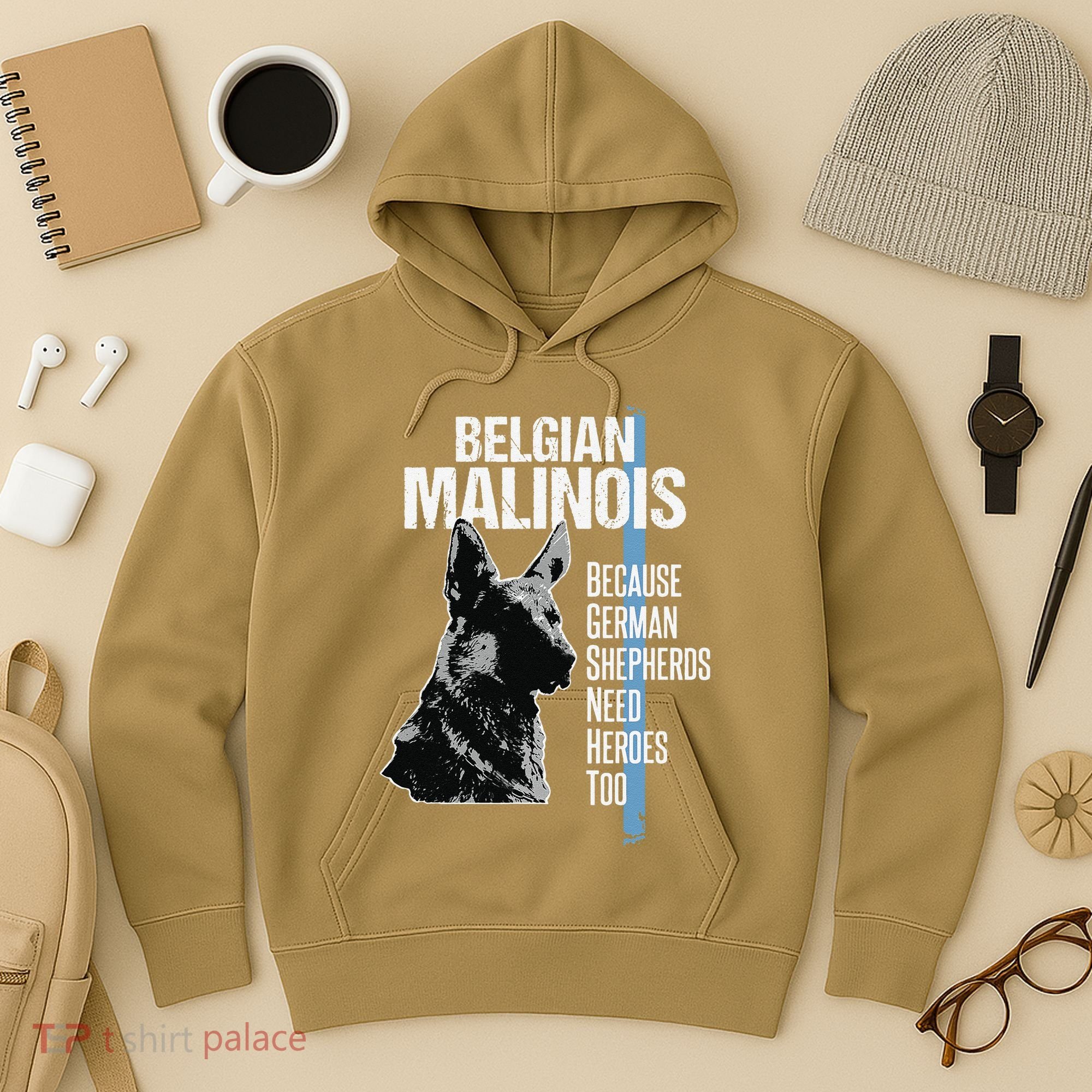 Police Dog Malinois Funny K9 Thin Blue Line Flag Hoodie