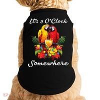 Parrots Drinking Margarita Its 5 Oclock Somewhere Funny Doggie Tank thumb 0