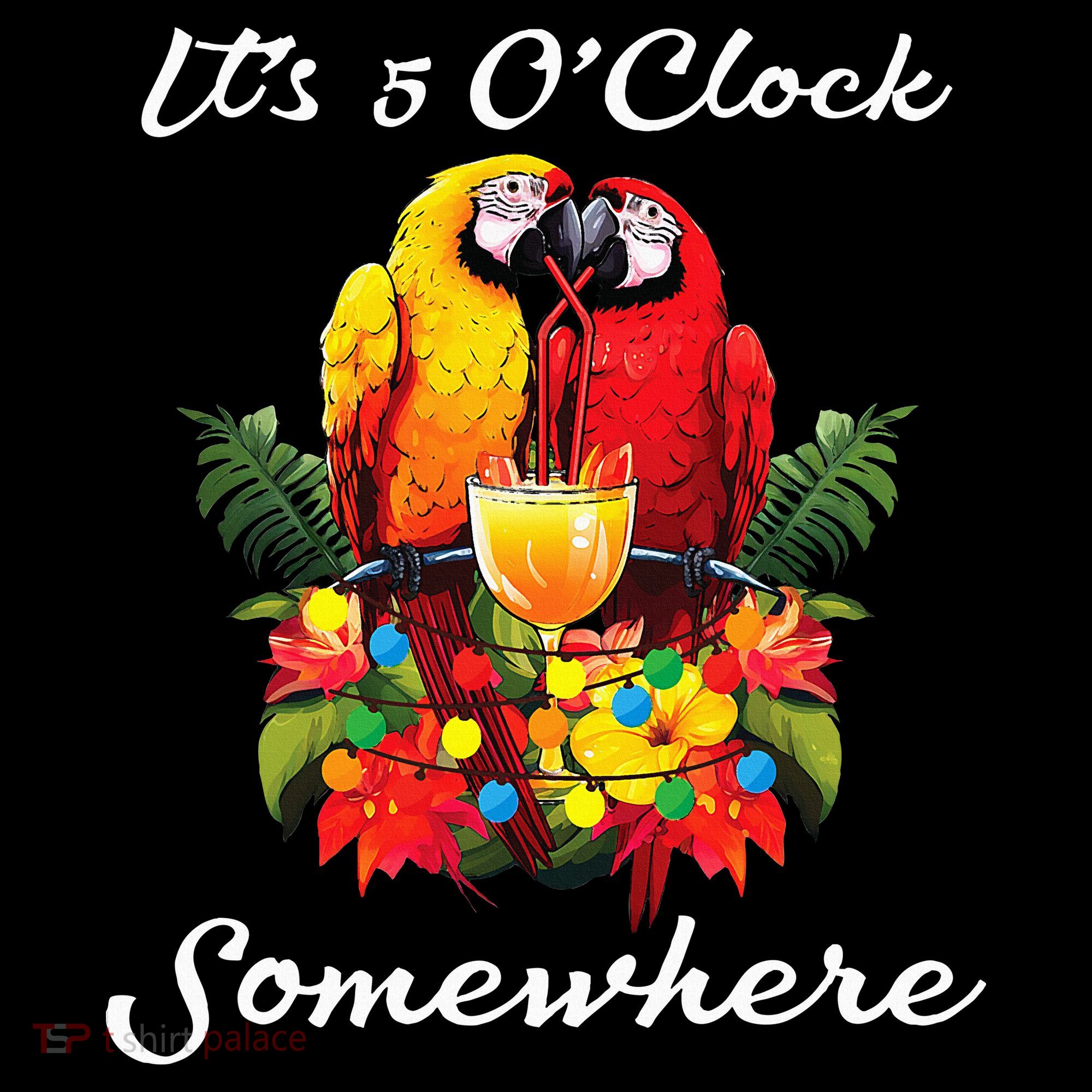 Parrots Drinking Margarita Its 5 Oclock Somewhere Funny Doggie Tank
