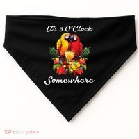 Parrots Drinking Margarita Its 5 Oclock Somewhere Funny USA-Made Doggie Bandana thumb 0