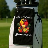 Parrots Drinking Margarita Its 5 Oclock Somewhere Funny Golf Towel thumb 2