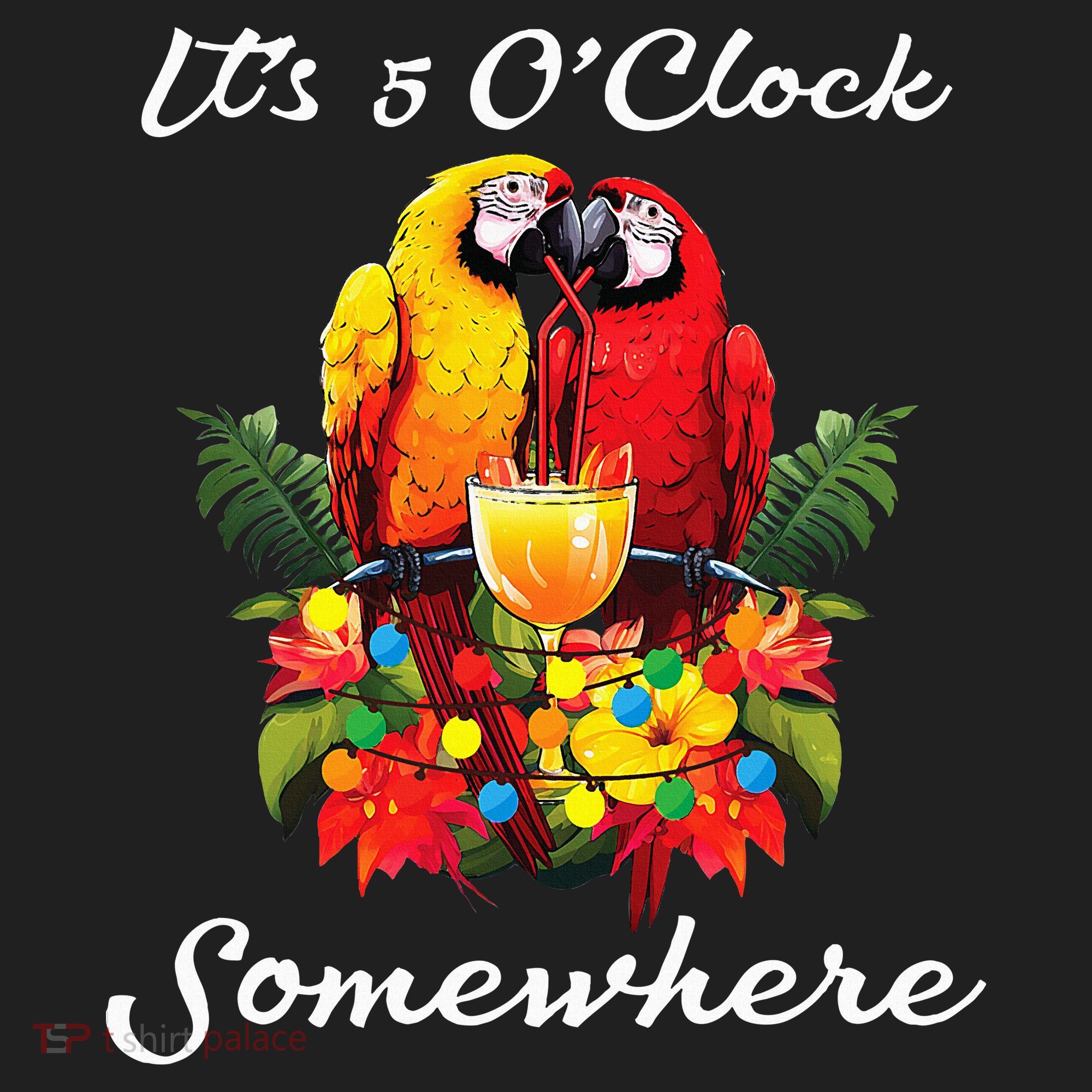 Parrots Drinking Margarita Its 5 Oclock Somewhere Funny Golf Towel