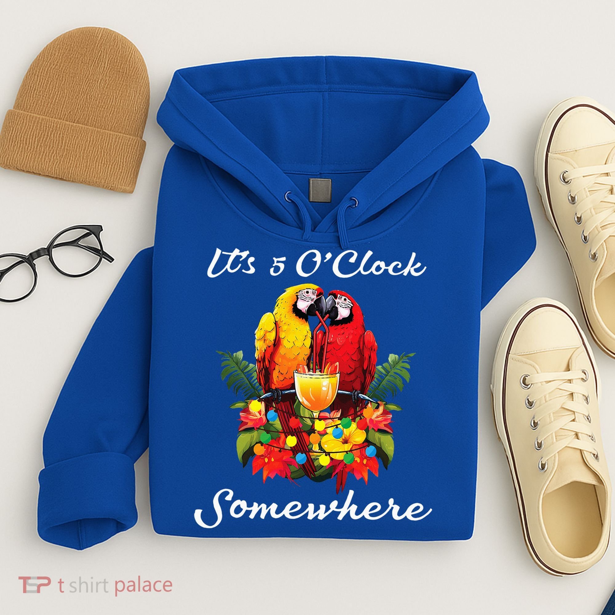 Parrots Drinking Margarita Its 5 Oclock Somewhere Funny Hoodie
