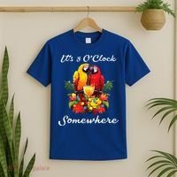 Parrots Drinking Margarita Its 5 Oclock Somewhere Funny T-Shirt thumb 2