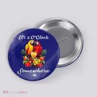 Parrots Drinking Margarita Its 5 Oclock Somewhere Funny Button thumb 0