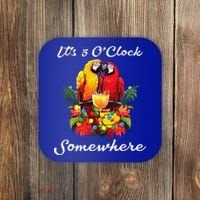 Parrots Drinking Margarita Its 5 Oclock Somewhere Funny Coaster thumb 0