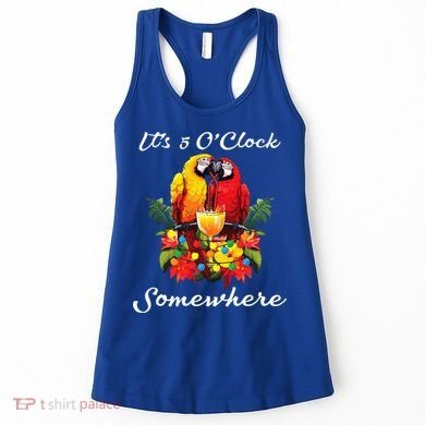Parrots Drinking Margarita Its 5 Oclock Somewhere Funny Women's Tank Top