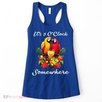 Parrots Drinking Margarita Its 5 Oclock Somewhere Funny Women's Tank Top thumb 0