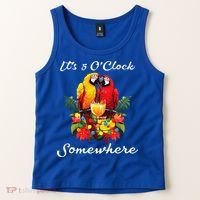 Parrots Drinking Margarita Its 5 Oclock Somewhere Funny Tank Top thumb 2