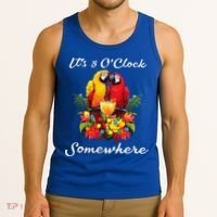 Parrots Drinking Margarita Its 5 Oclock Somewhere Funny Tank Top thumb 3