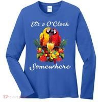Parrots Drinking Margarita Its 5 Oclock Somewhere Funny Women's Long Sleeve Shirt thumb 0