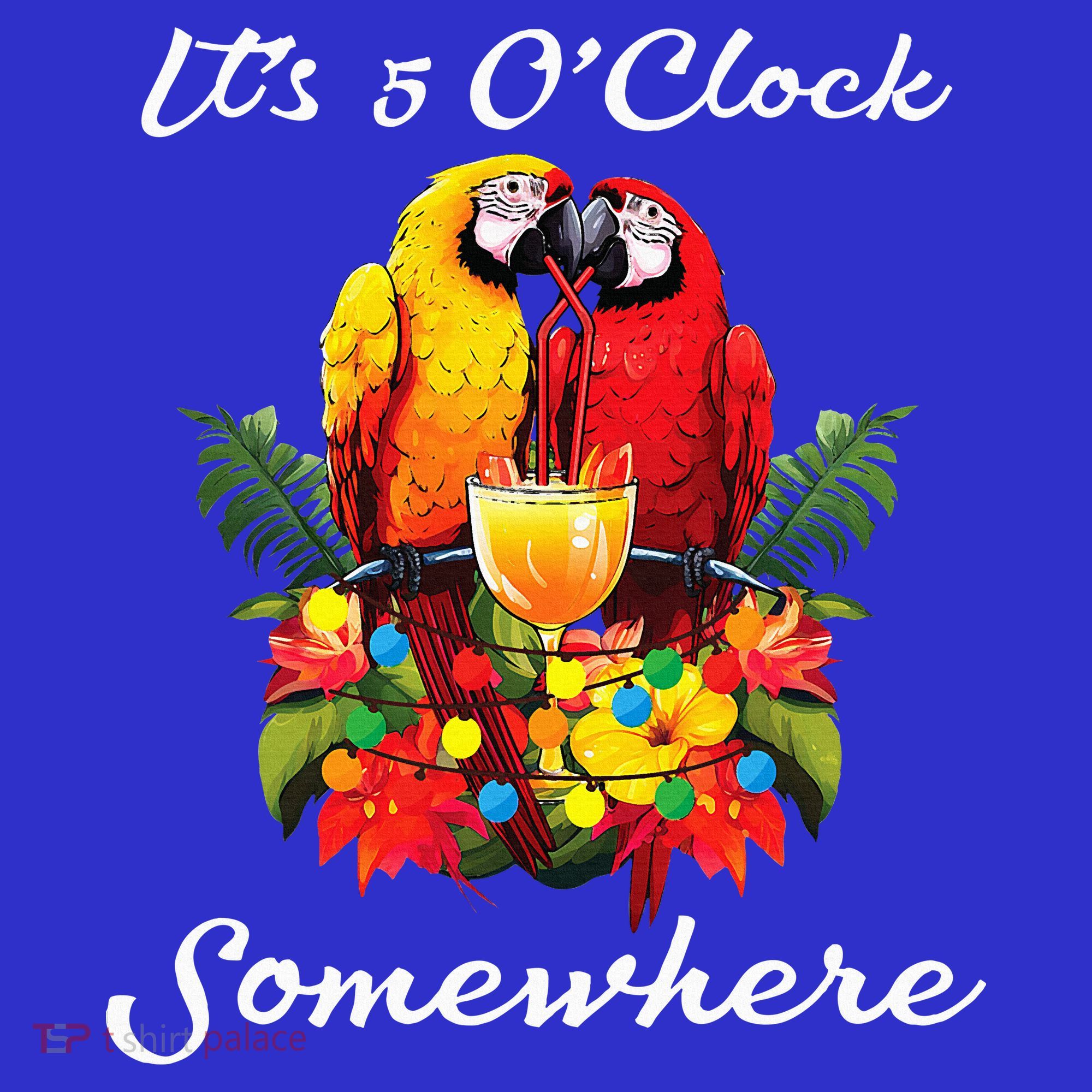 Parrots Drinking Margarita Its 5 Oclock Somewhere Funny Women's Long Sleeve Shirt