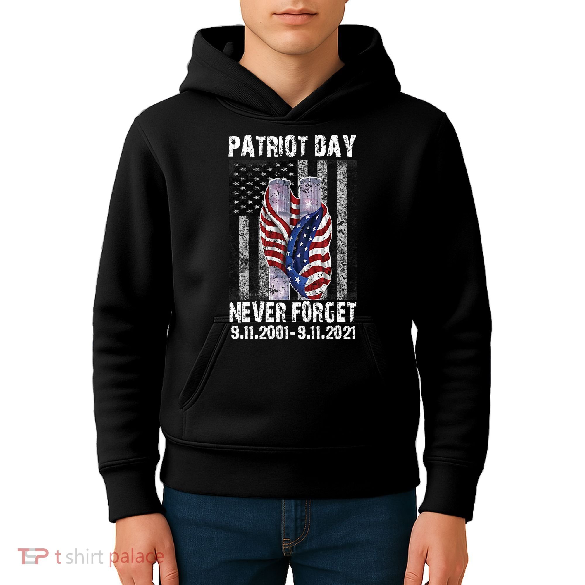 Patriot Day Never Forget 9/11 20th Anniversary Kids Hoodie