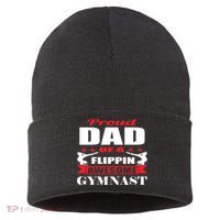 Proud Dad Of A Flippin Awesome Gymnast Gymnastics Dad Funny Gift Sustainable Knit Beanie thumb 0