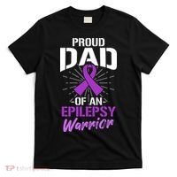Proud Dad Of An Epilepsy Warrior Supporter Awareness Ribbon T-Shirt thumb 0