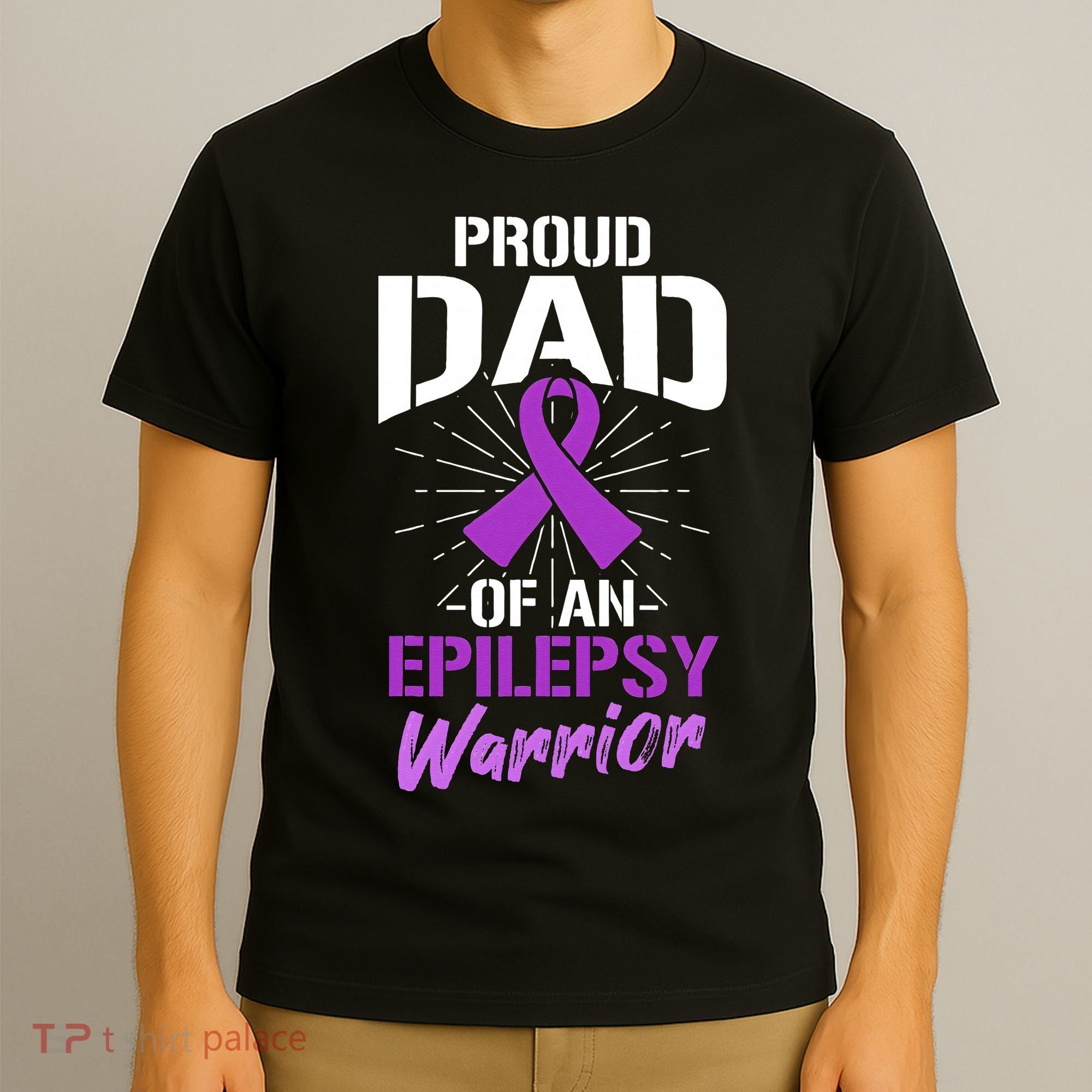 Proud Dad Of An Epilepsy Warrior Supporter Awareness Ribbon T-Shirt