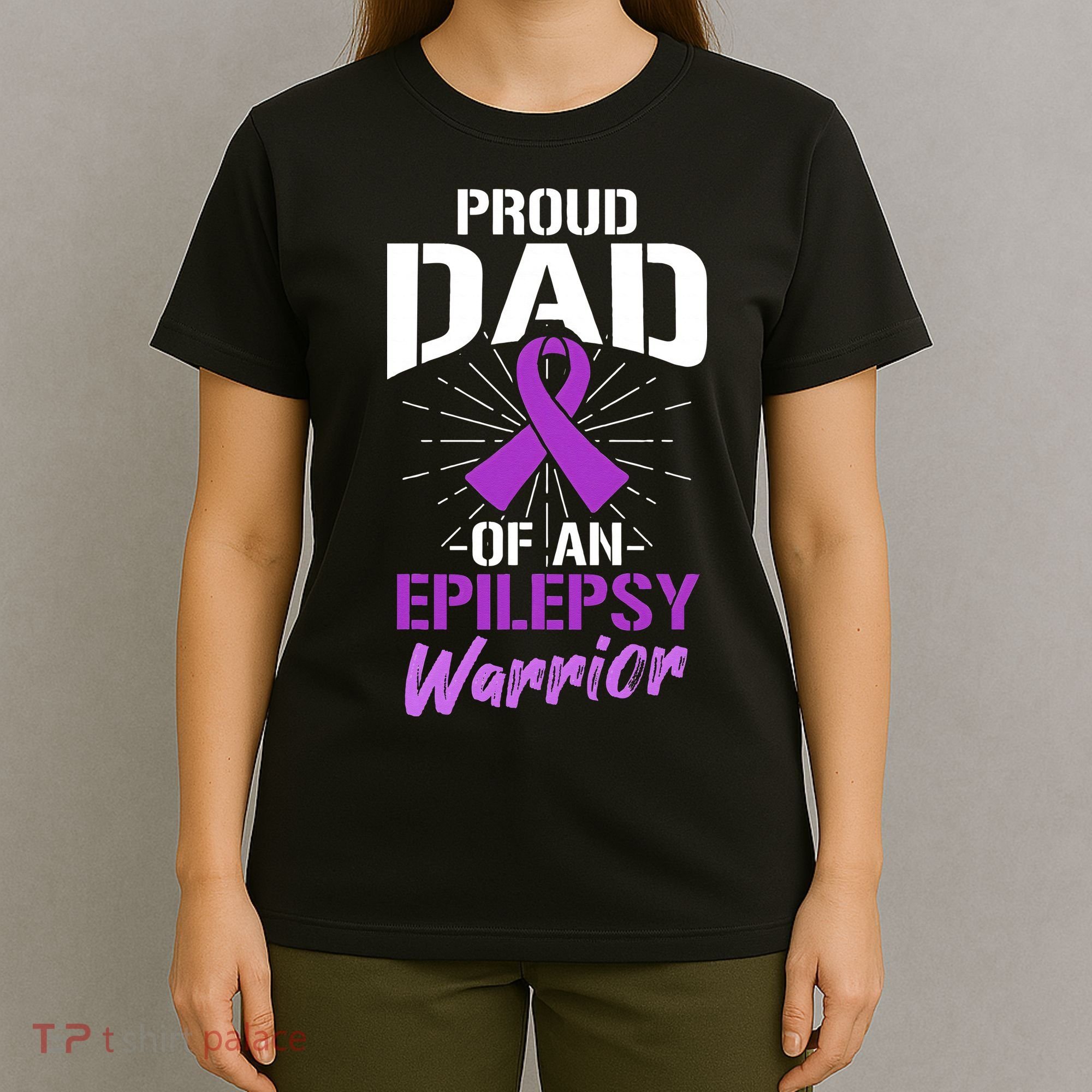 Proud Dad Of An Epilepsy Warrior Supporter Awareness Ribbon T-Shirt