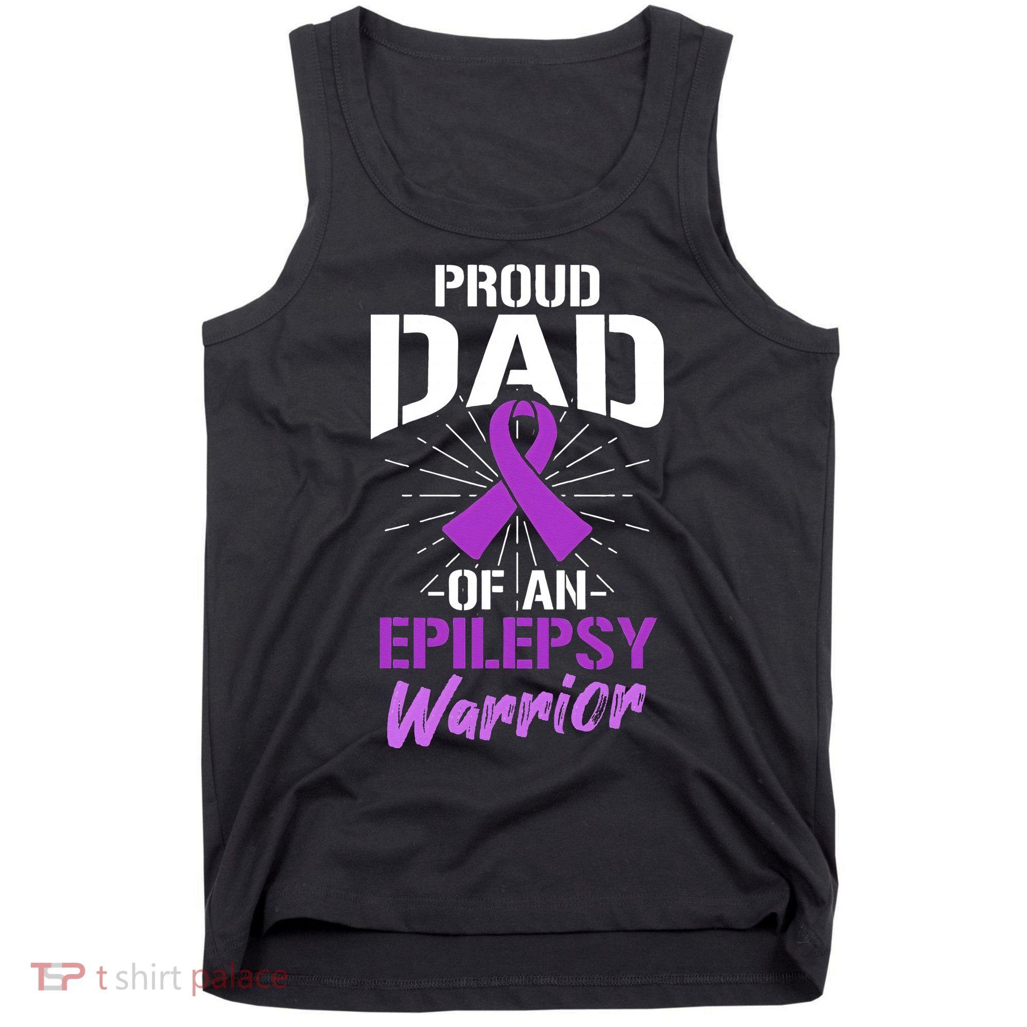 Proud Dad Of An Epilepsy Warrior Supporter Awareness Ribbon Tank Top
