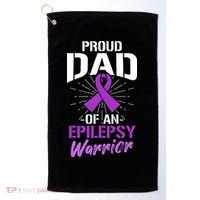 Proud Dad Of An Epilepsy Warrior Supporter Awareness Ribbon Golf Towel thumb 0